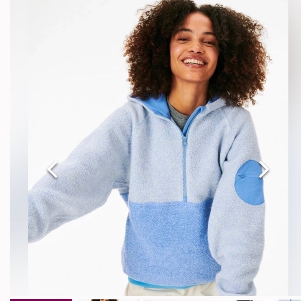Outdoor Voices MegaFleece 1/2 Zip Pullover Hoodie Dusty Blue Size Medium Womens